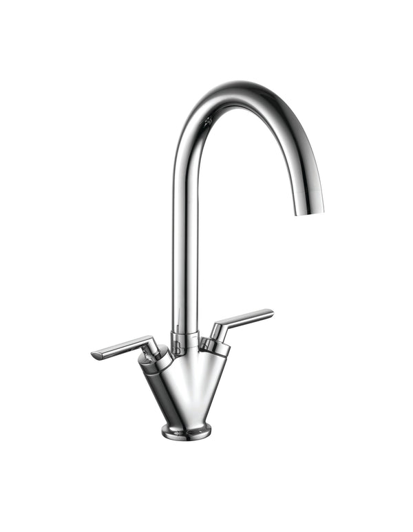 Alato Chrome Twin Lever Mono Kitchen Sink Mixer Tap