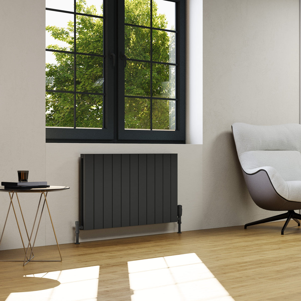 Allora Grey Horizontal Aluminium Radiator – Double Panel – 580x850mm