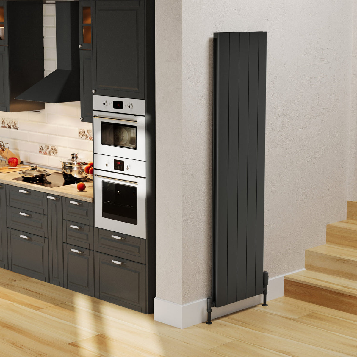 Allora Grey Vertical Aluminium Radiator – Double Panel – 1780x565mm