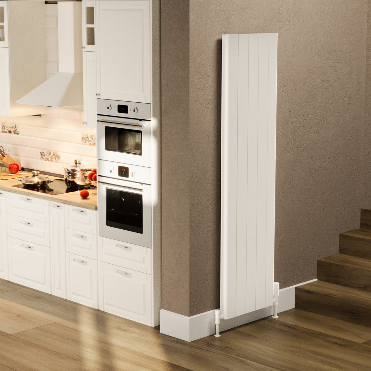 Allora White Vertical Aluminium Radiator – Double Panel – 1780x470mm