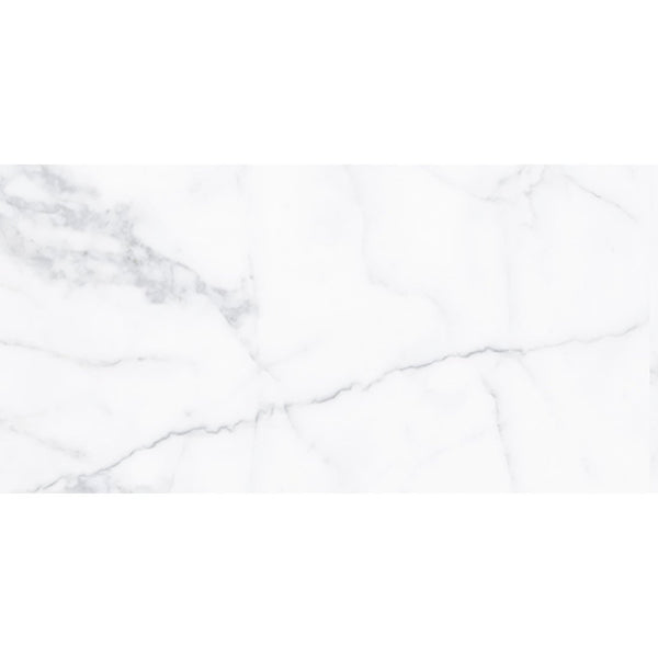 Alpi White Marble Effect Polished Porcelain Wall & Floor Tile 30x60cm