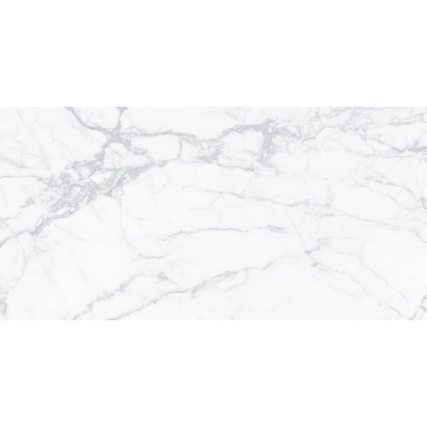 Alpi White Marble Effect Polished Porcelain Wall & Floor Tile 60x120cm