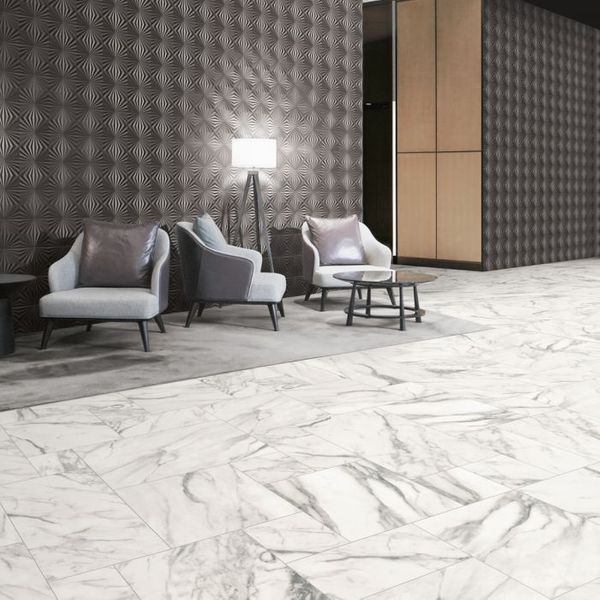 Marble Effect White Modular Porcelain Matt 100x87cm Wall & Floor Tile