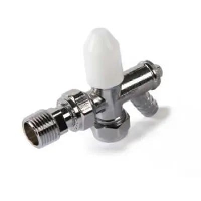 Angled Lockshield Radiator Valve with Drain-Off – Chrome – Style, 10mm