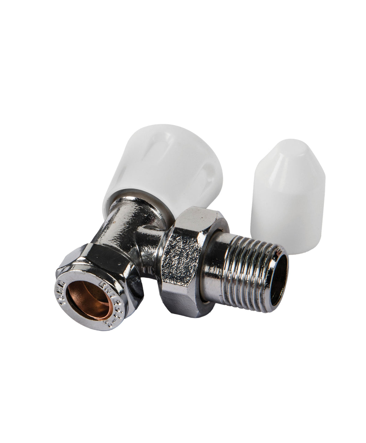 Angled Lockshield Radiator Valve with Drain-Off – Chrome – Galaxy, 15mm