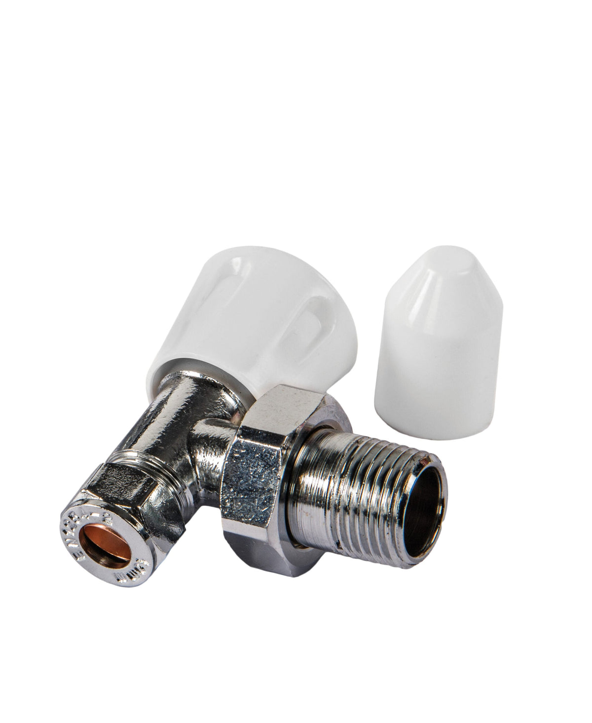 Angled Lockshield Radiator Valve with Drain-Off – Chrome – Galaxy, 10mm