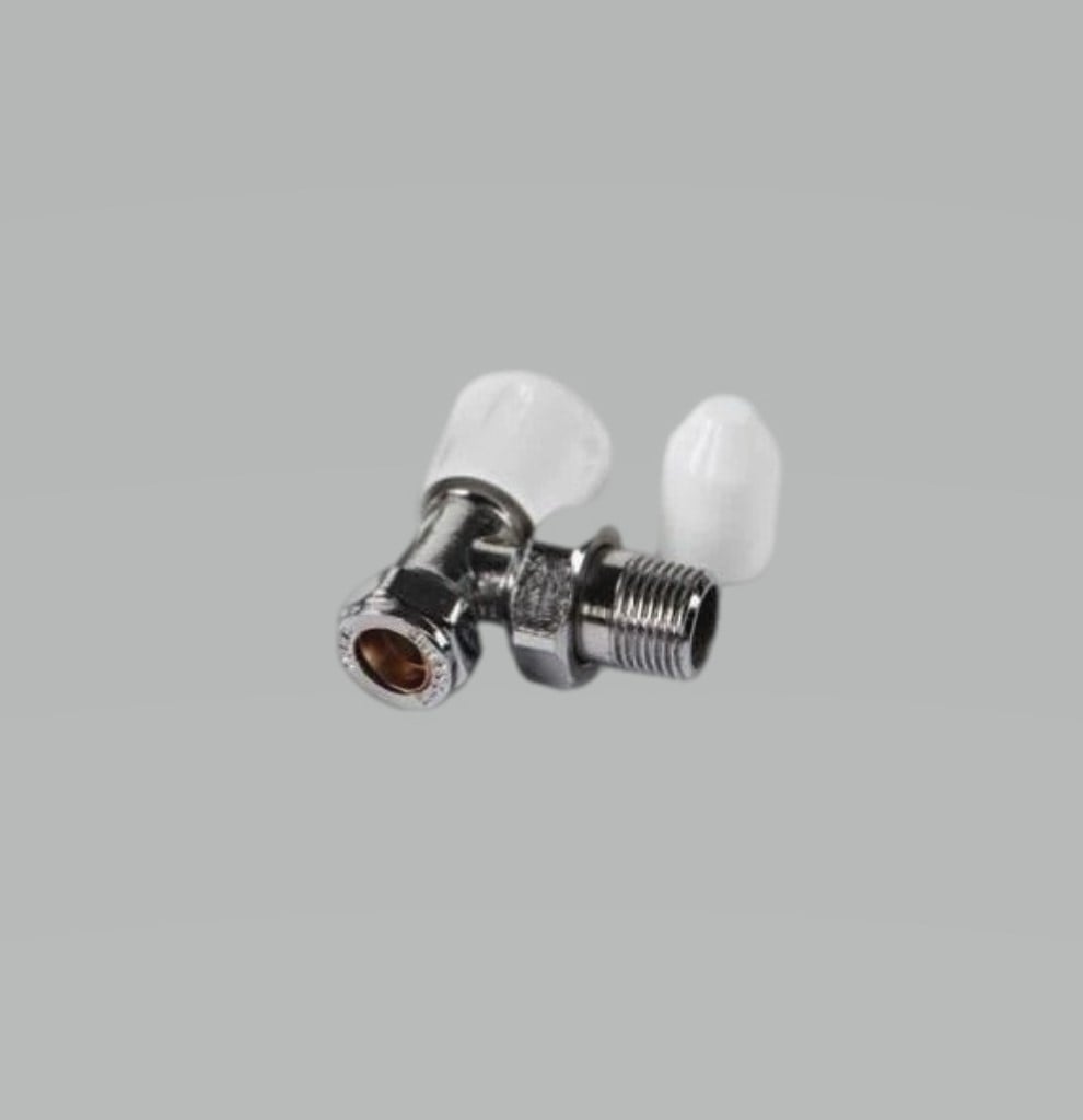 Angled Wheelhead & Lockshield Radiator Valve – Chrome – Galaxy, 15mm