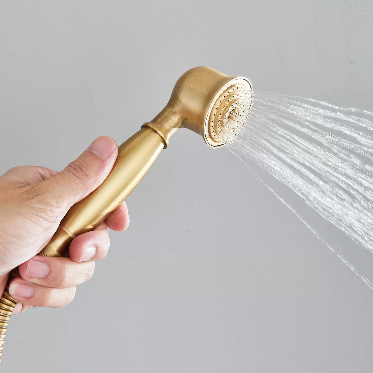 Aquari Antique Brass Exposed Shower Set with 8" Rain Head & Handheld - TILES Paradise