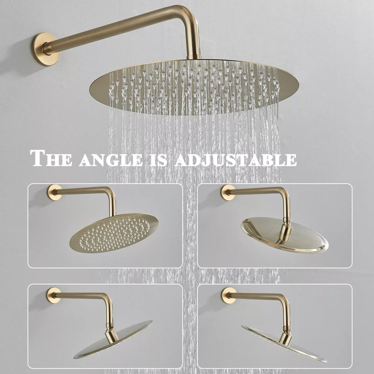 Aquari Brushed Gold 2 - Way Concealed Shower Set with 8" Round Rainfall Head - TILES Paradise