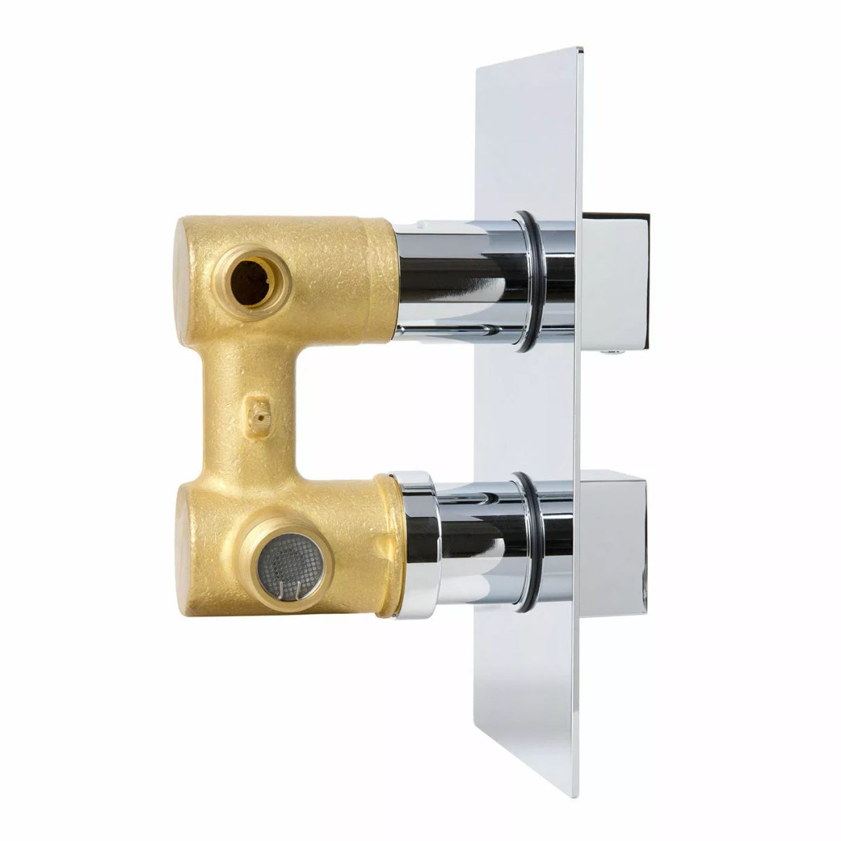 Aquari Concealed Chrome Thermostatic Shower Set – Square Rainfall Head, Handset & 2 - Way Mixer Valve - TILES Paradise