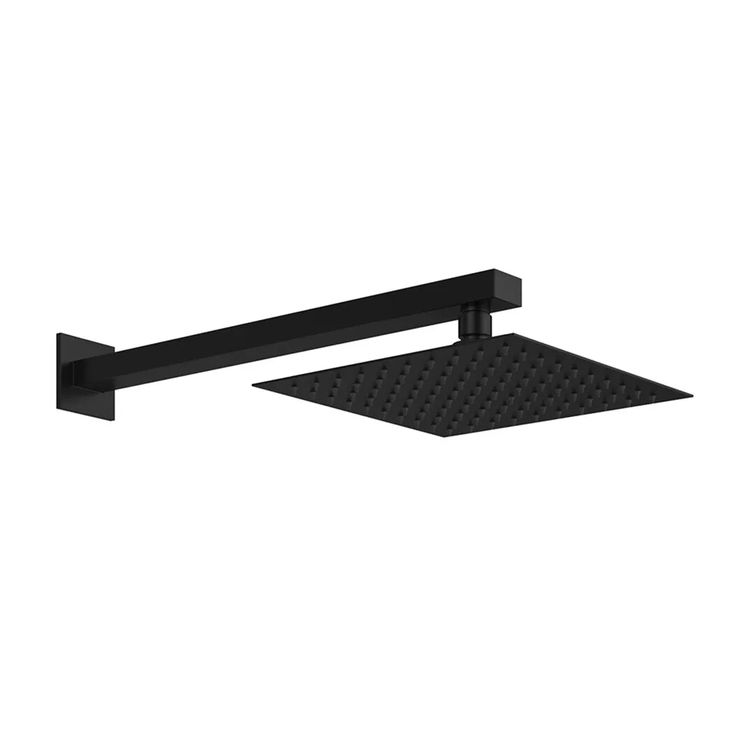 Aquari Concealed Matte Black Thermostatic Shower Set – Square Rainfall Head, Handset & 2 - Way Mixer Valve - TILES Paradise