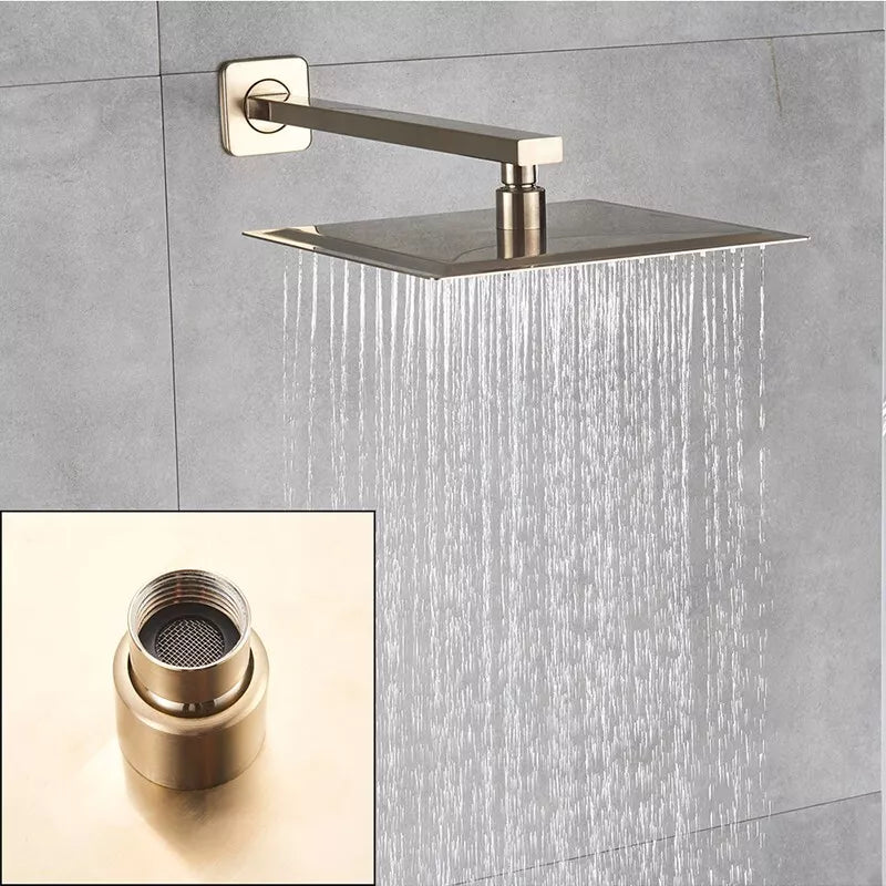 Aquari Gold Concealed Shower Set – 30cm Rainfall Head with Mixer Valve & Handheld Spray - TILES Paradise