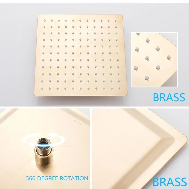 Aquari Gold Concealed Shower Set – 30cm Rainfall Head with Mixer Valve & Handheld Spray - TILES Paradise