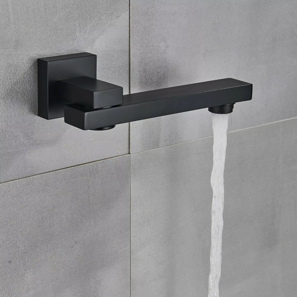 Aquari Matte Black Concealed 3 - Way Shower Set – 40cm Square Rainfall Head, Handheld & Spout - TILES Paradise