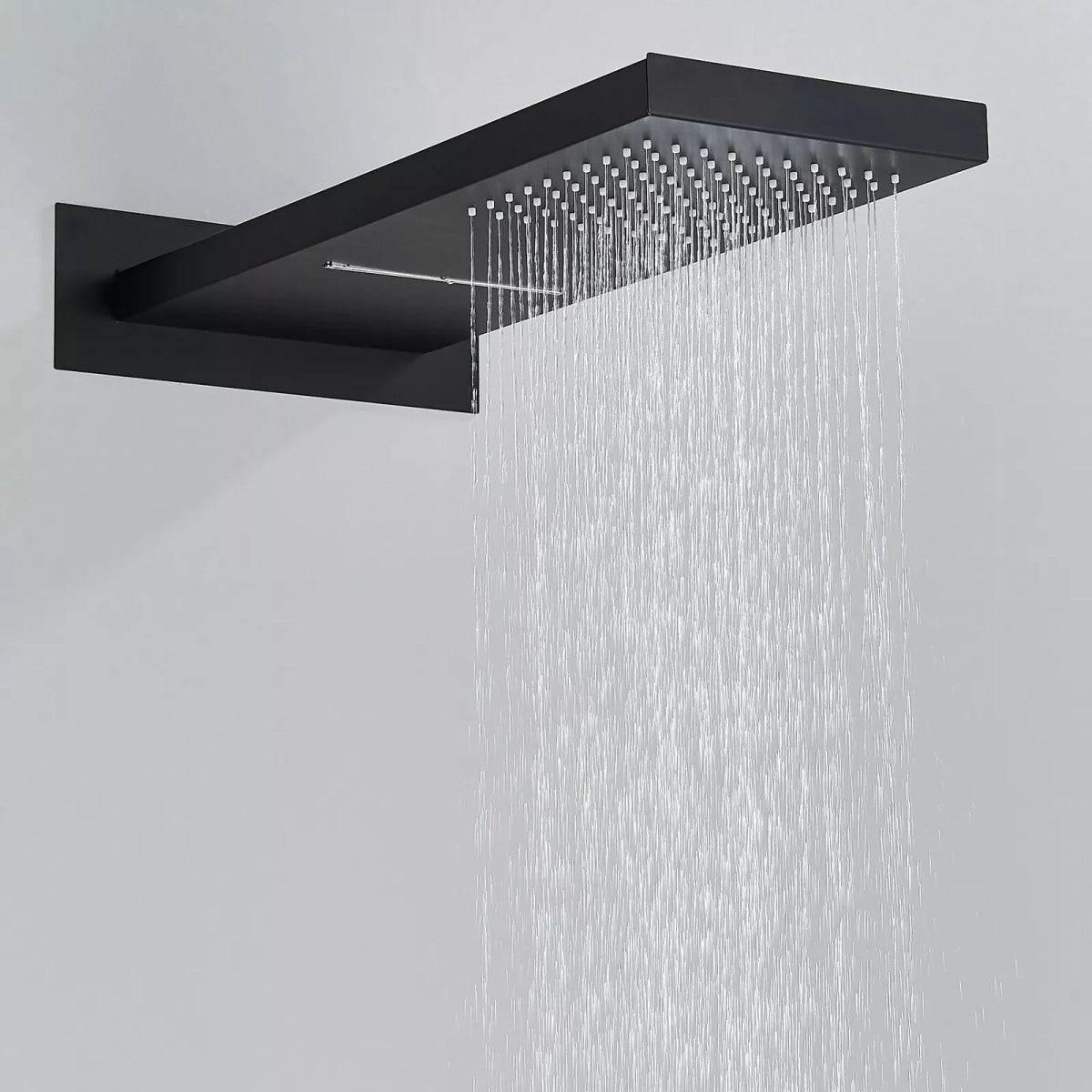 Aquari Matte Black Thermostatic Concealed Shower Set with 22x54cm Rainfall Head & Handheld Spray - TILES Paradise