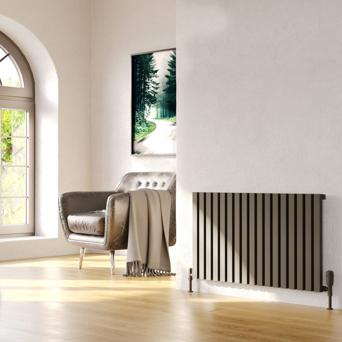 Ardea Grey Horizontal Aluminium Radiator – Single Panel – 580x581mm