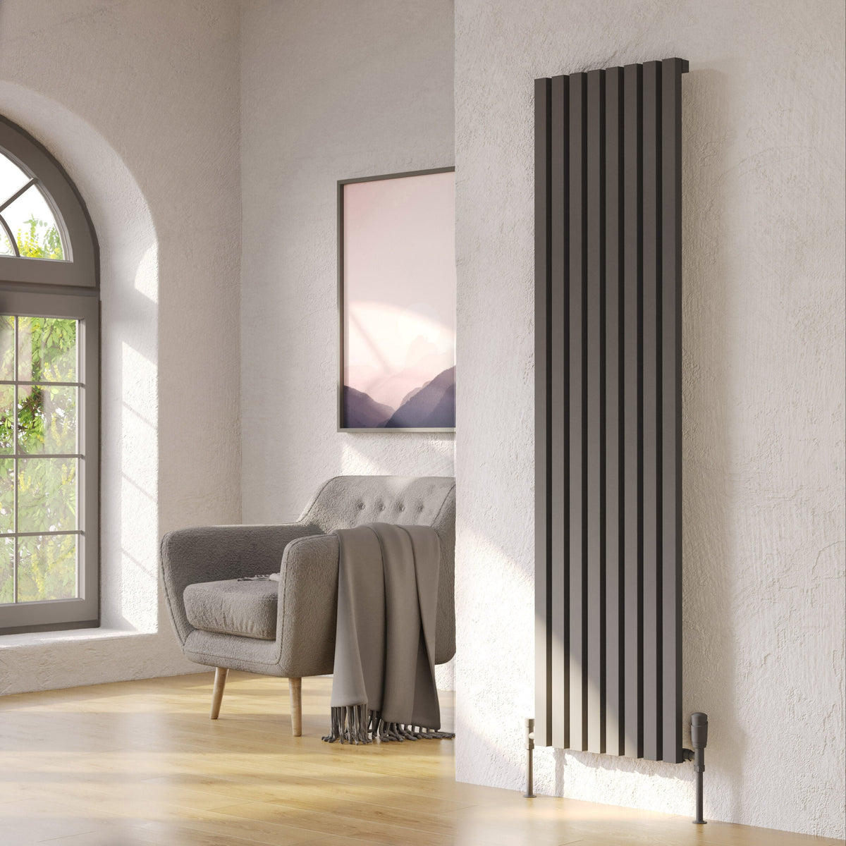 Ardea Grey Vertical Aluminium Radiator – Single Panel – 1780x404mm