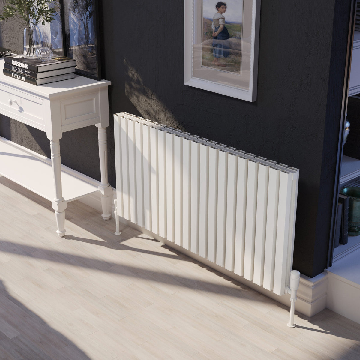 Ardea White Horizontal Aluminium Radiator – Single Panel – 580x581mm