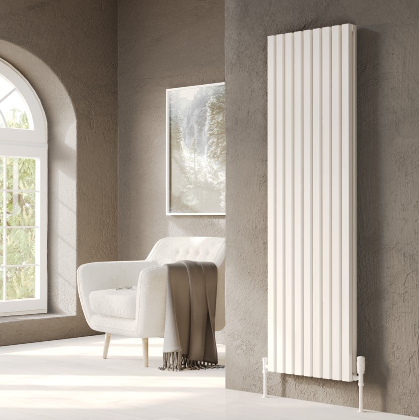 Ardea White Vertical Aluminium Radiator – Double Panel – 1780x286mm