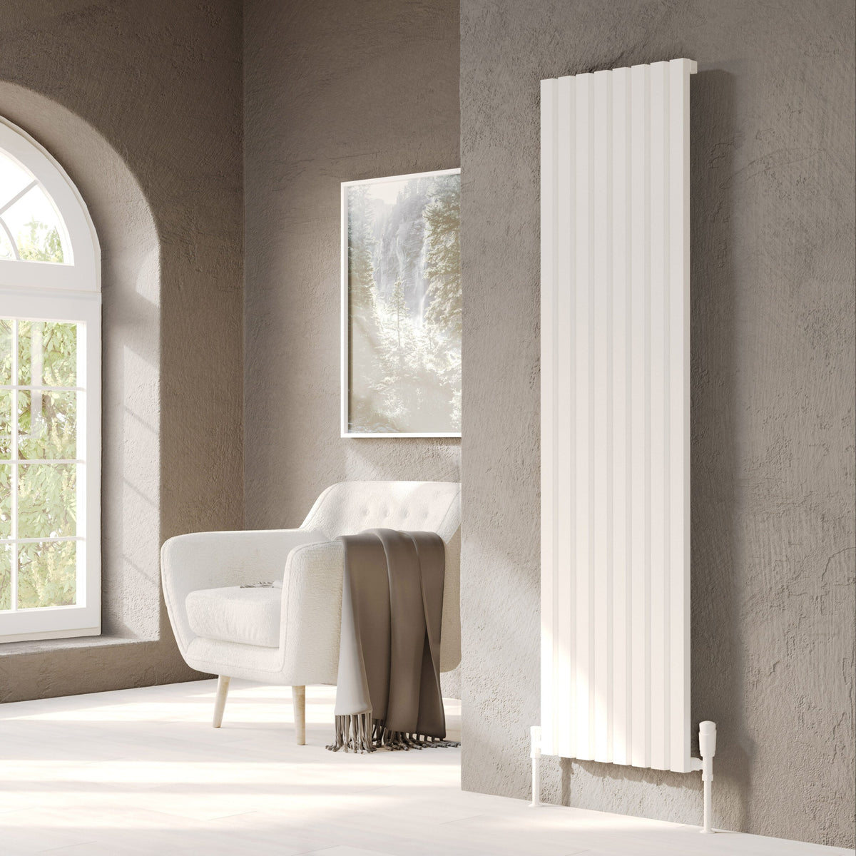 Ardea White Vertical Aluminium Radiator – Double Panel