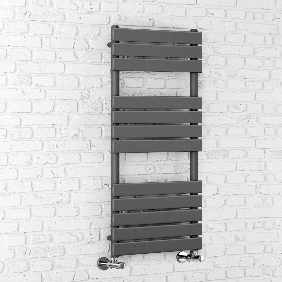 Arvani 1200x600mm Anthracite Heated Towel Rail – Oversized Flat Panel Radiator, Vertical Wall Mount - TILES Paradise