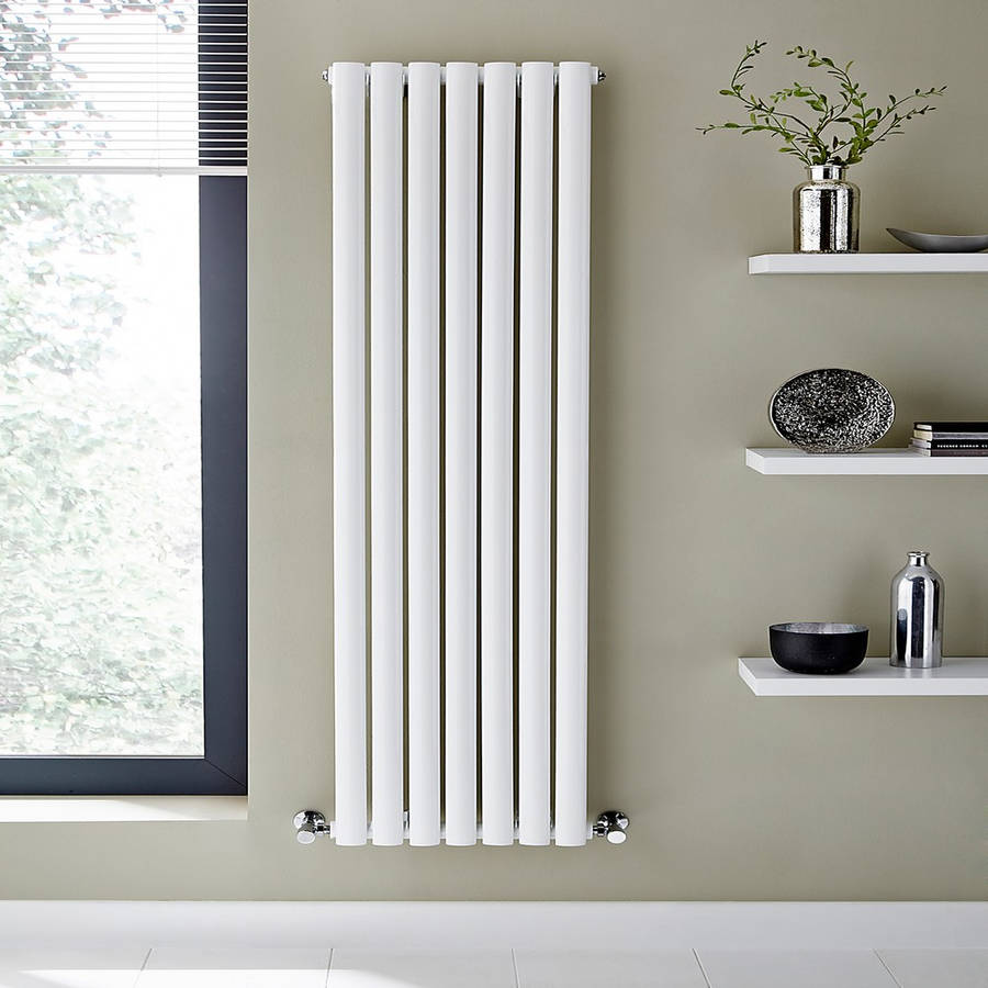 Asola White Vertical Oval Tube Designer Radiator – Single Panel – 1800x540mm