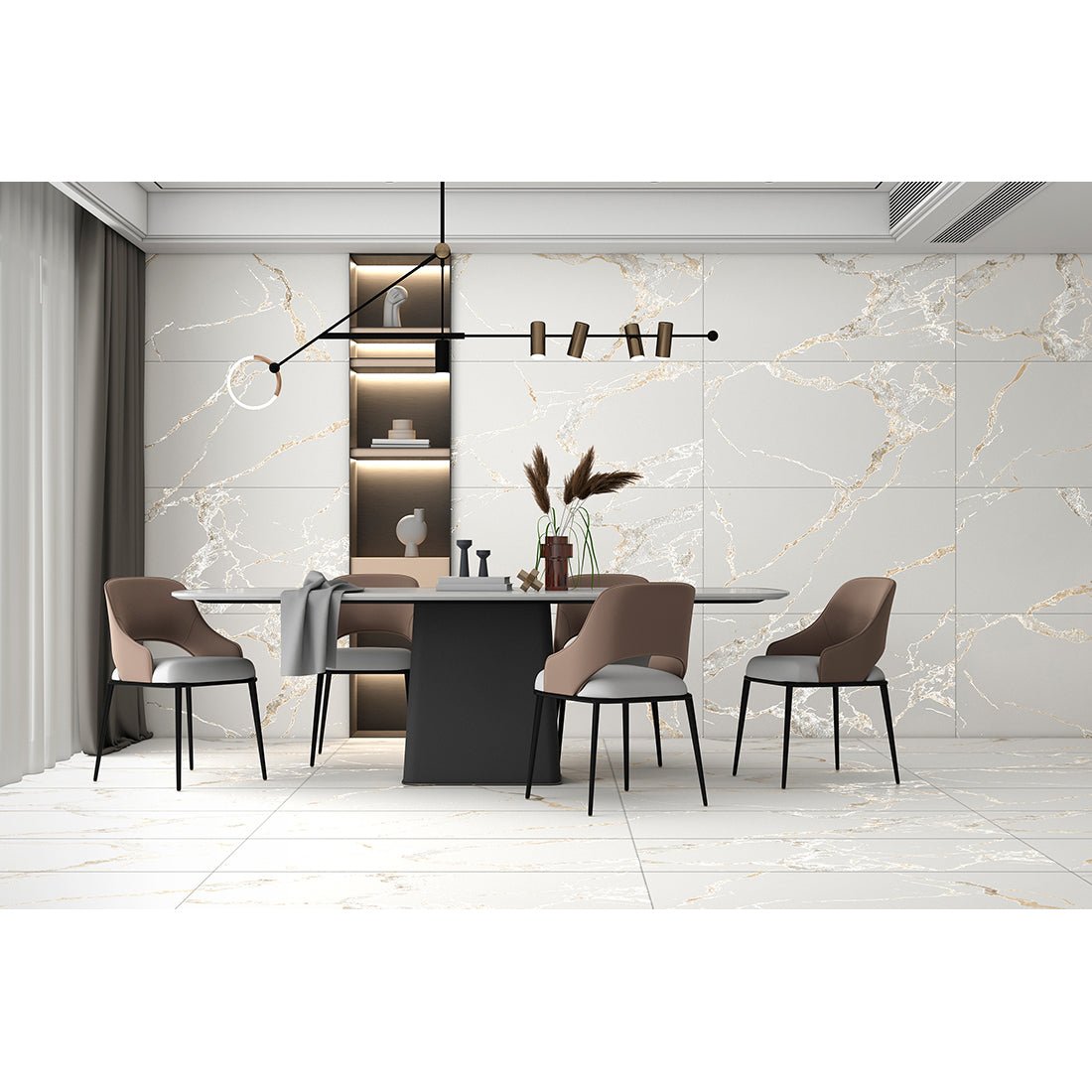 Athos Gold Marble Effect Anti Slip Matt 60x120cm Porcelain Wall & Floor Tile - TILES Paradise