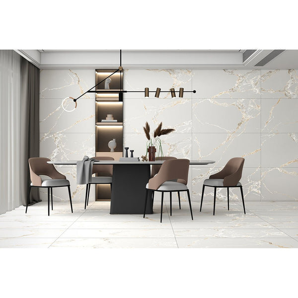 Athos Gold Marble Effect Anti Slip Matt 60x120cm Porcelain Wall & Floor Tile