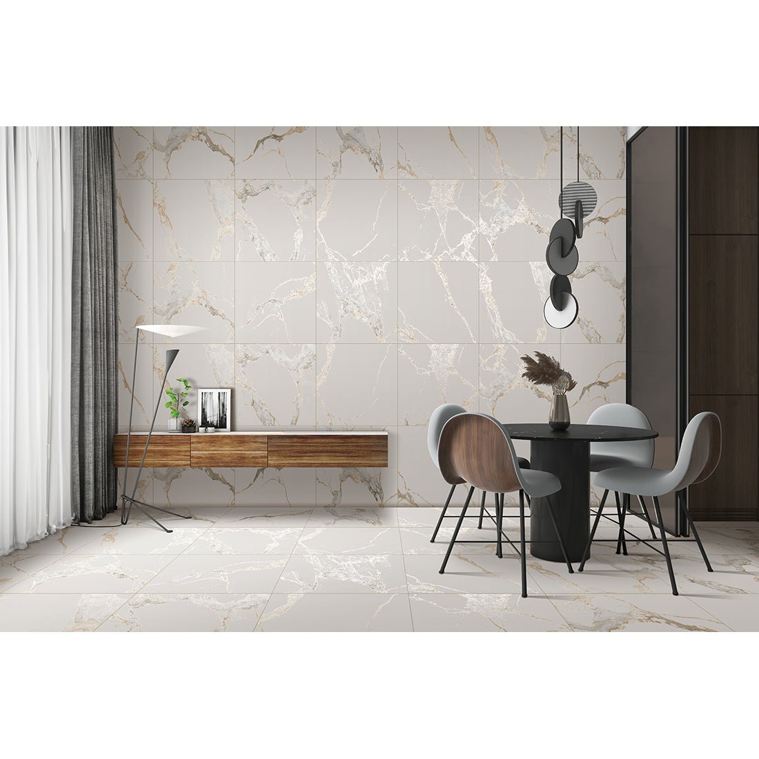 Athos Gold Marble Effect Anti Slip Matt 60x60cm Porcelain Wall & Floor Tile - TILES Paradise
