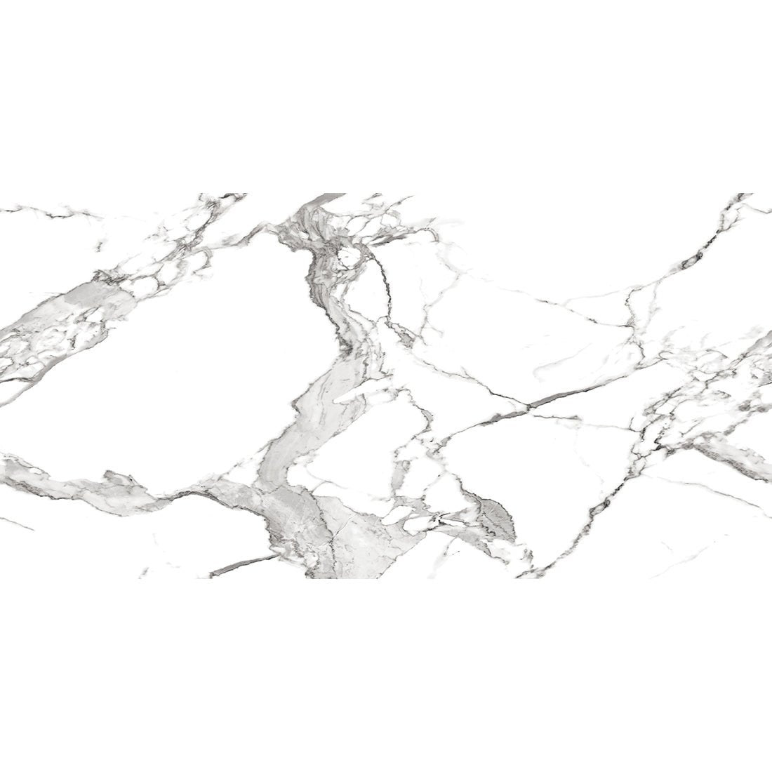Athos Grey Marble Effect Polished 60x120cm Porcelain Wall & Floor Tile - TILES Paradise