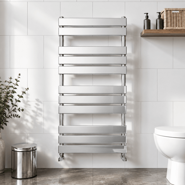 Azzano 1200x500mm Chrome Heated Towel Rail – 12 Bar Designer Ladder Radiator