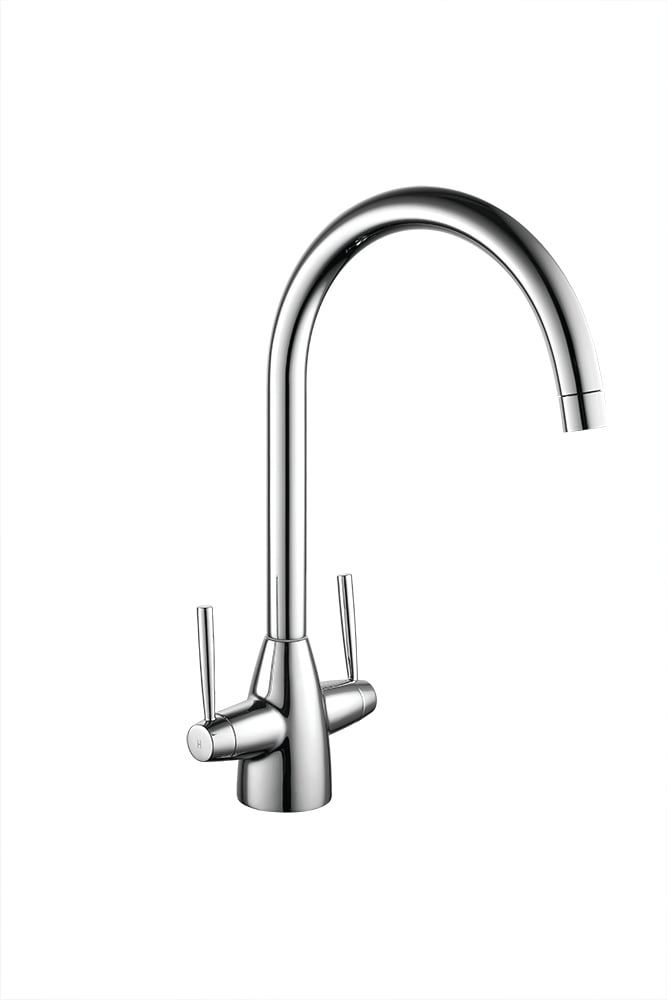 Bardo Chrome Twin Lever Mono Kitchen Sink Mixer Tap