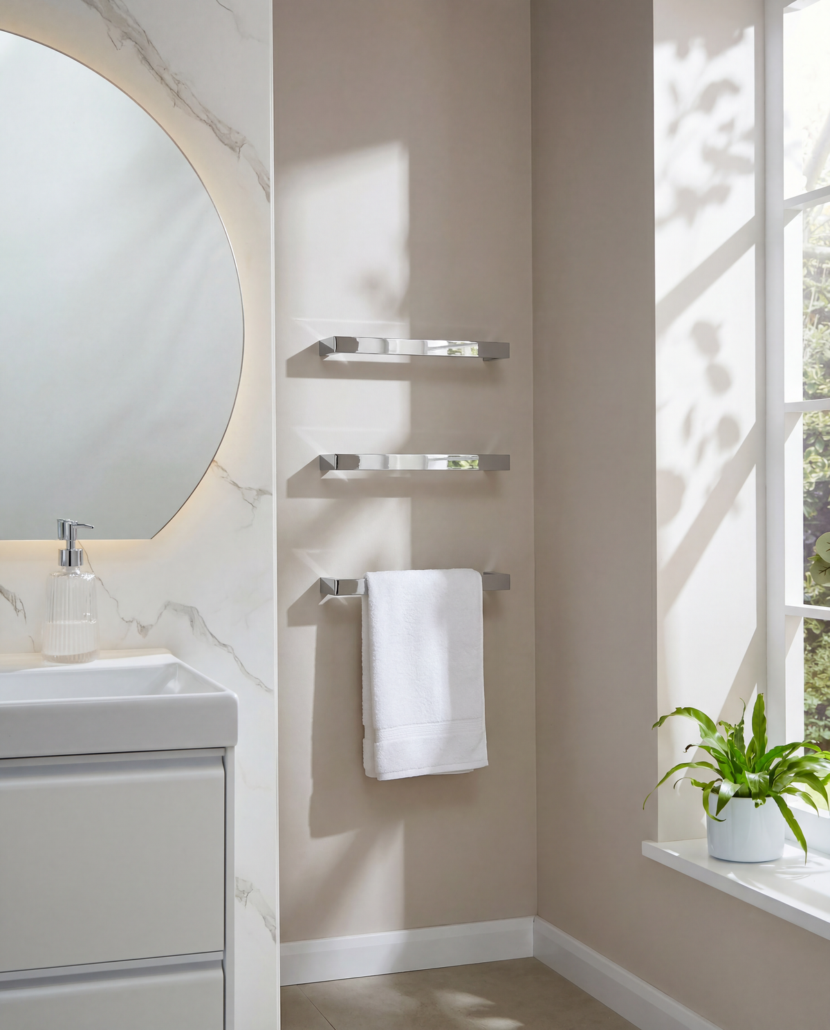 Barra Chrome 12V Single Bar Electric Towel Rail