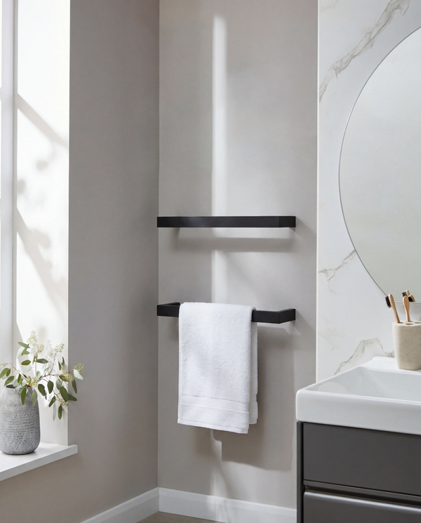 Barra Matt Black 12V Single Bar Electric Towel Rail – 500mm