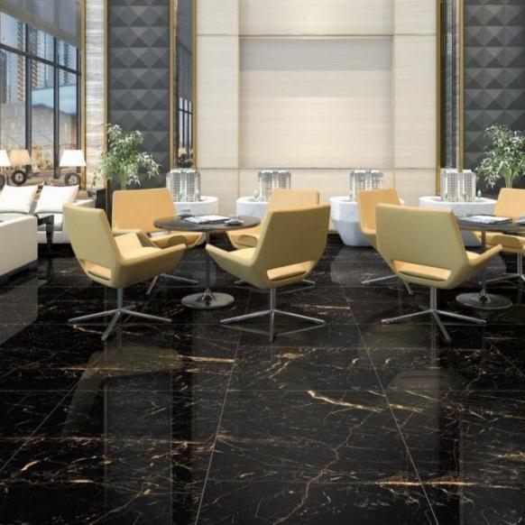 Sky Golden Black Marble Effect Porcelain Polished 60x120cm Wall & Floor Tile