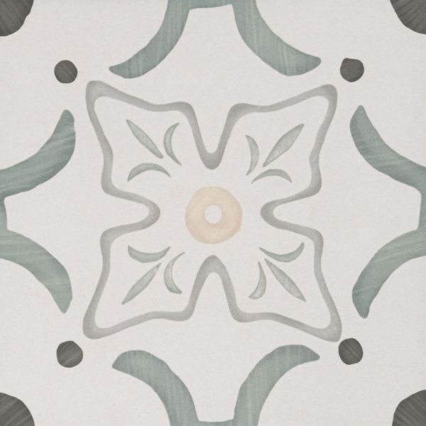 Eden Green Flower Matt 22.3x22.3cm Patterned Porcelain Wall & Floor Tiles