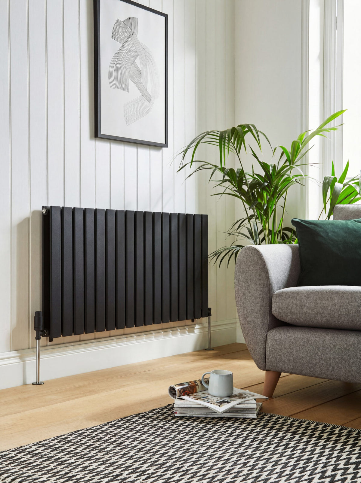 Bosca Black Horizontal Designer Radiator – Single Panel