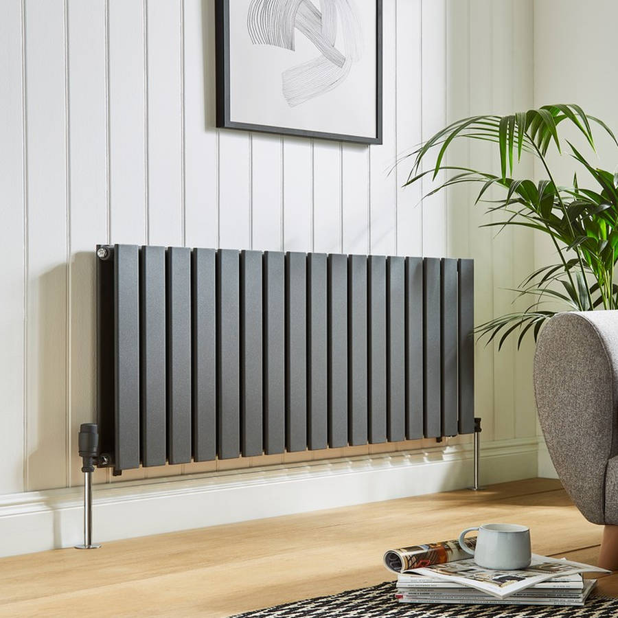 Bosca Textured Grey Horizontal Designer Radiator – Double Panel – 600x630mm