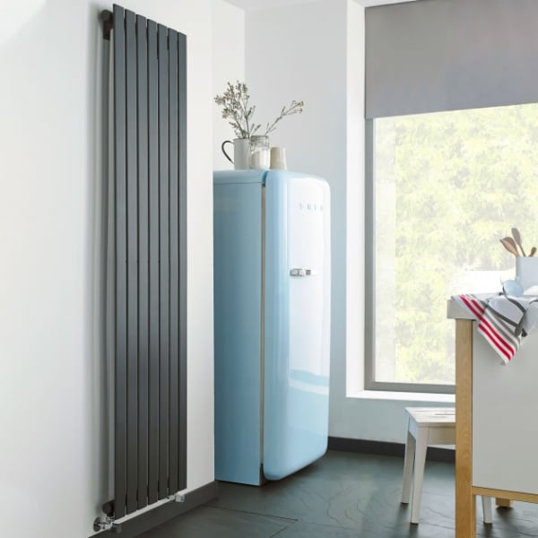 Bosca Textured Grey Vertical Designer Radiator – Single Panel – 1600x420mm