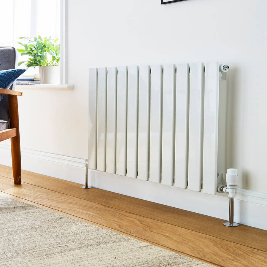 Bosca White Horizontal Designer Radiator – Double Panel – 600x1190mm