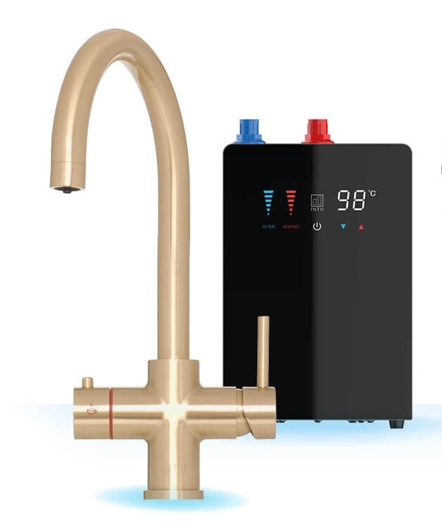 Brewmaster Brushed Gold 4-in-1 Square Boiling Water Tap – Digital 2.4 Litre Tank