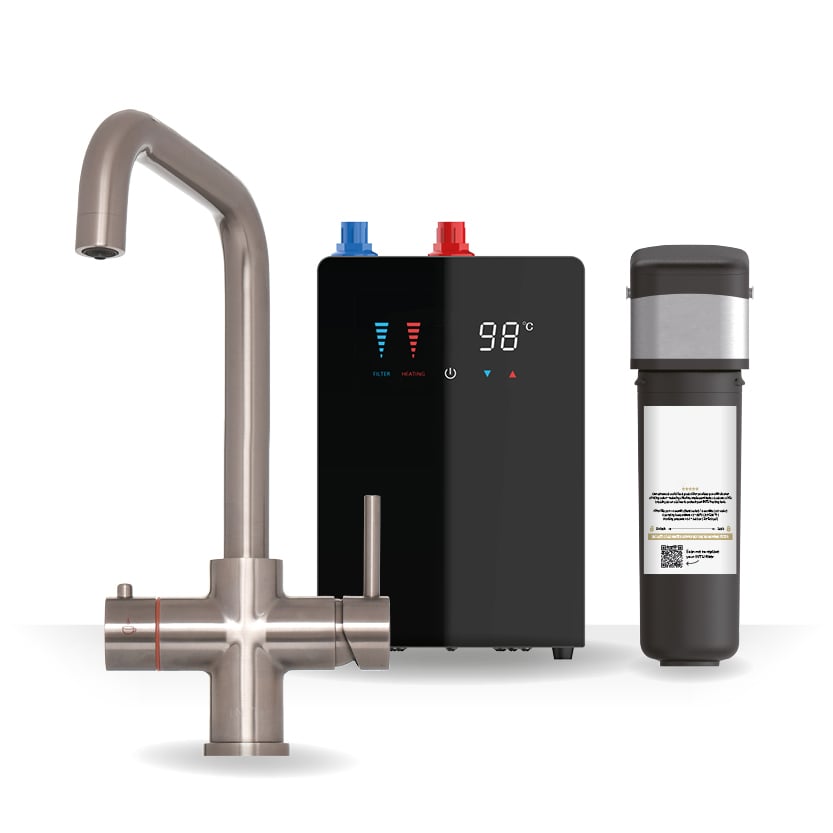 Brewmaster Brushed Nickel 3-in-1 Square Boiling Water Tap – Digital 2.4 Litre Tank