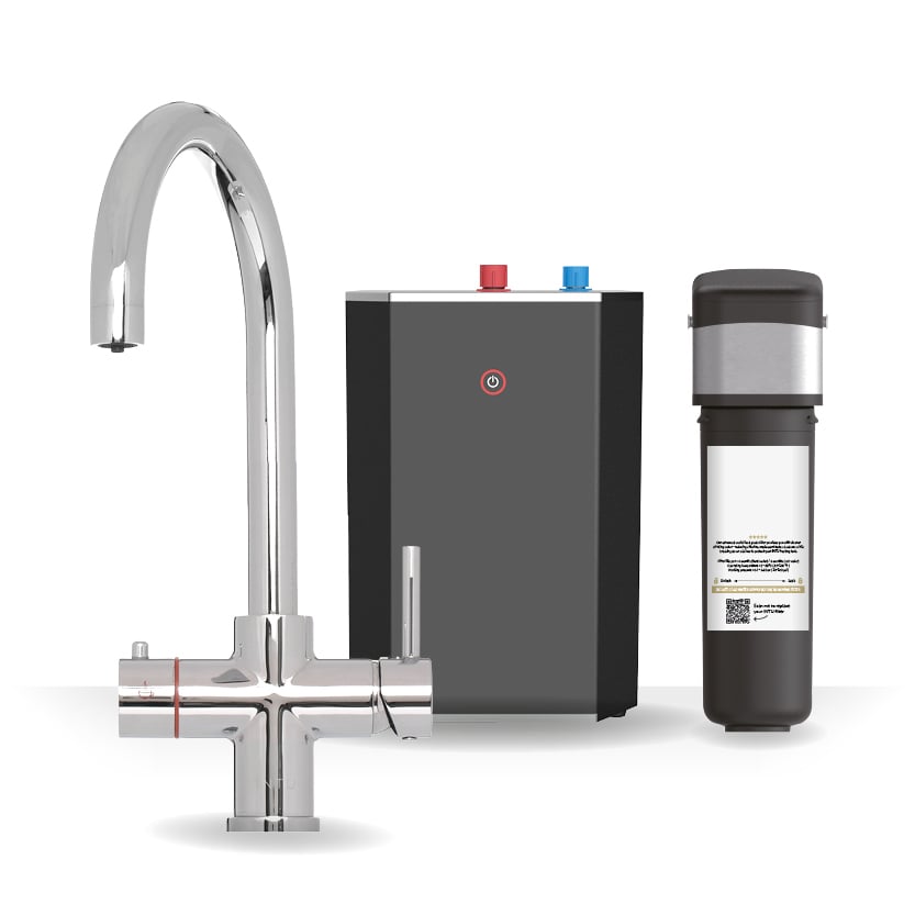 Brewmaster Chrome 3-in-1 Swan Neck Boiling Water Tap – Digital 2.4 Litre Tank