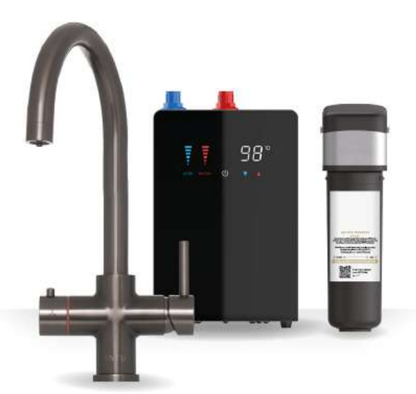 Brewmaster Gunmetal Grey 4-in-1 Square Boiling Water Tap – Digital 2.4 Litre Tank