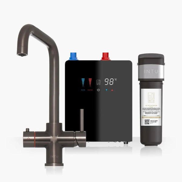 Brewmaster Gunmetal Grey 4-in-1 Square Boiling Water Tap – Digital 4 Litre Tank