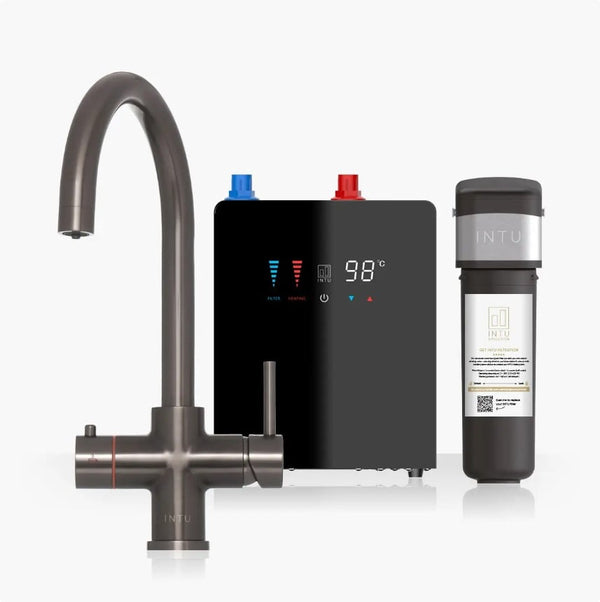 Brewmaster Gunmetal Grey 4-in-1 Swan Neck Boiling Water Tap – Digital 4 Litre Tank