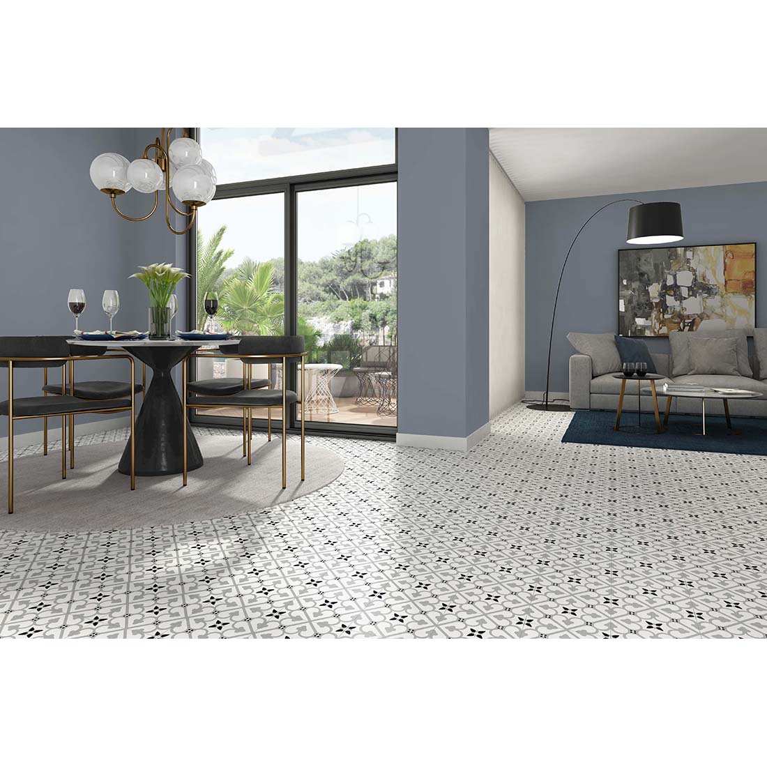Twilight  Grey Matt 45x45cm Patterned Ceramic Wall & Floor Tiles