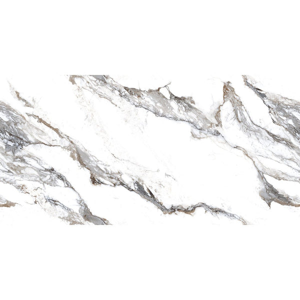 Calacatta Borghini Marble Effect 60x120cm Grey Polished Porcelain Wall and Floor Tile
