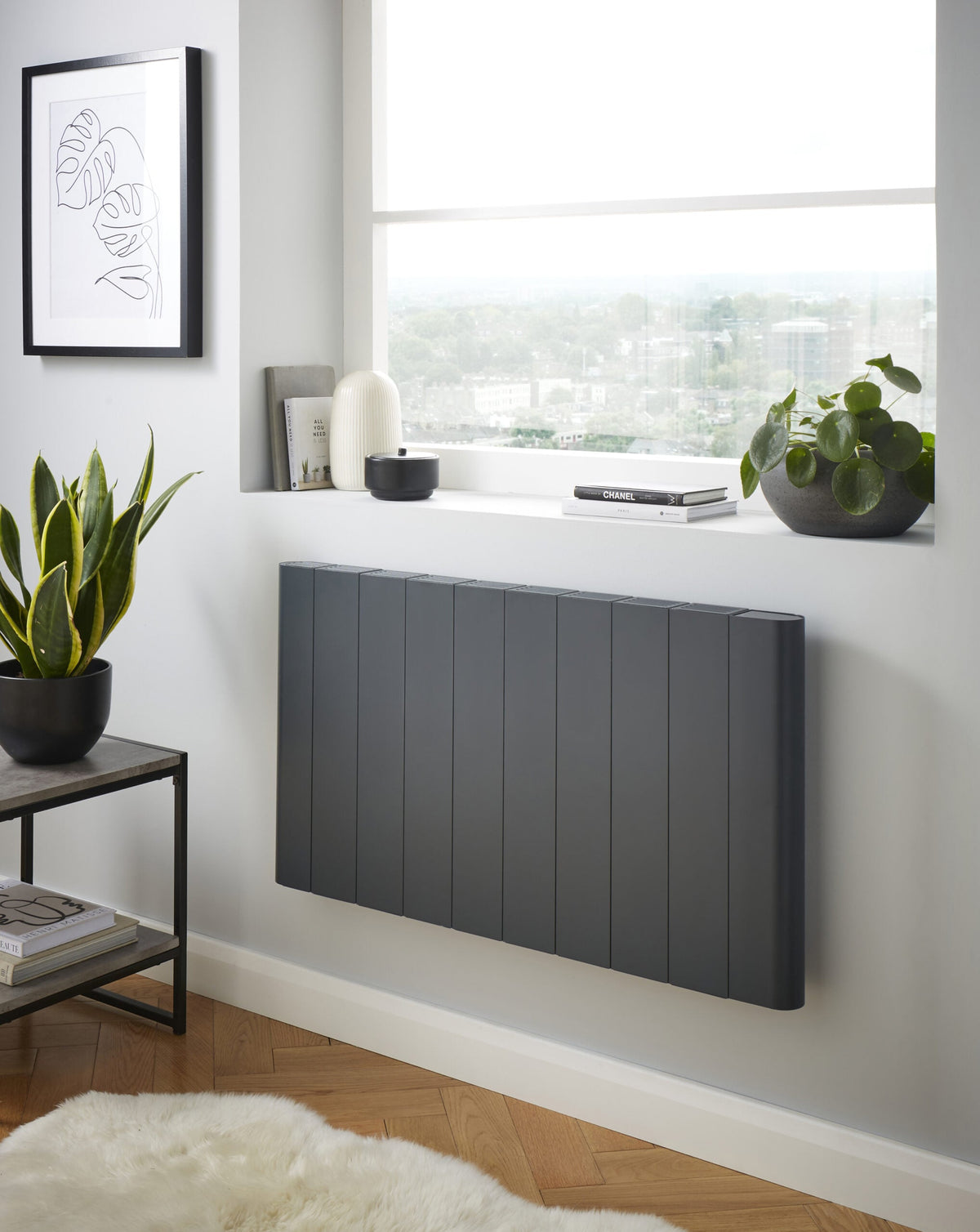 Calora Anthracite Grey Horizontal Smart Electric Radiator