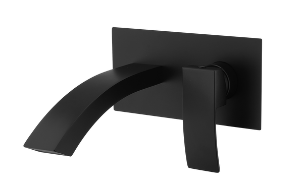 Calvera Matt Black Square Wall Mounted Basin Mixer Tap